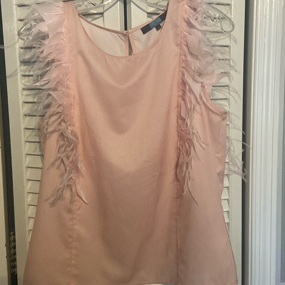 Light Pink Feathered Tank by Eva Franco size 6